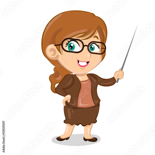 teacher woman in glasses with stick