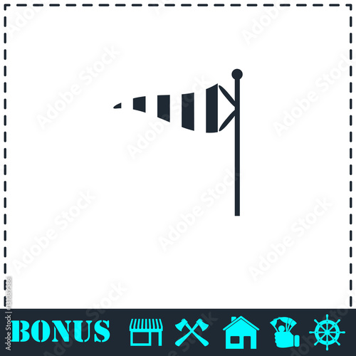 Wind sock icon flat