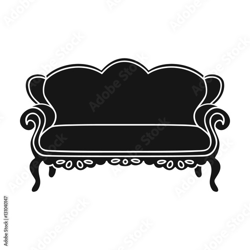 Vintage sofa icon in black style isolated on white background. Furniture and home interior symbol stock vector illustration.