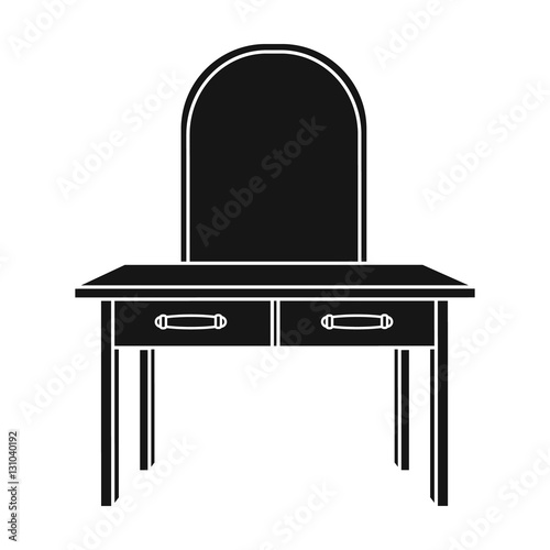 Dressing table icon in black style isolated on white background. Furniture and home interior symbol stock vector illustration.