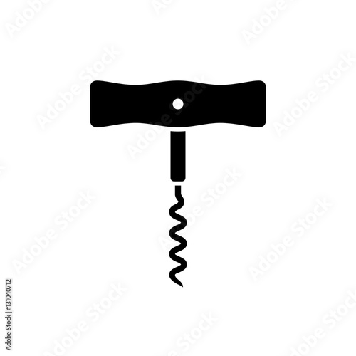 Corkscrew icon. Black icon isolated on white background. Corkscrew silhouette. Simple icon. Web site page and mobile app design vector element. photo