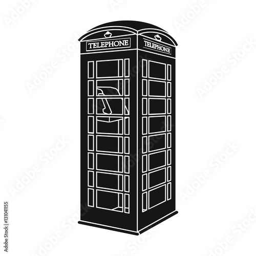 Red phone cabin icon in black style isolated on white background. England country symbol stock vector illustration.