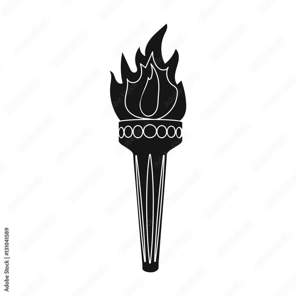 Olympic torch icon in black style isolated on white background. Greece
