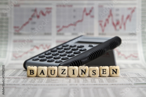 construction interest word built with letter cubes