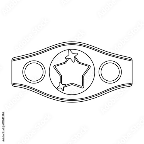Boxing championship belt icon in outline style isolated on white background. Boxing symbol stock vector illustration.