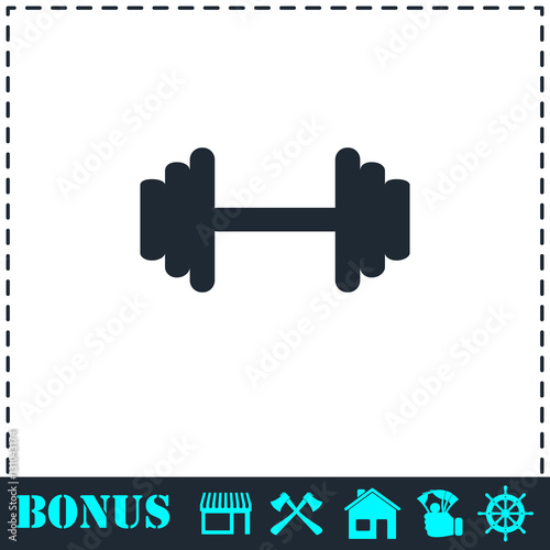 Barbell icon flat