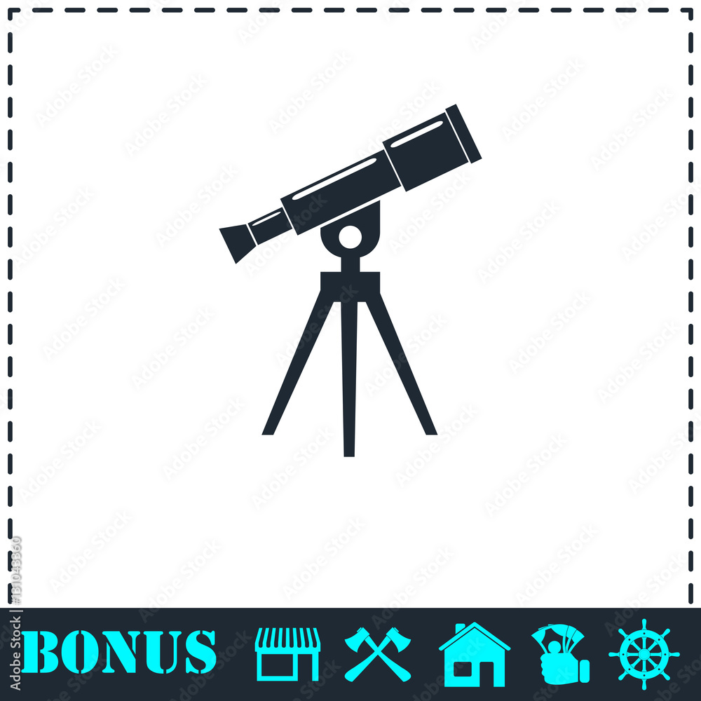 Telescope icon flat Telescope icon flat