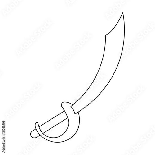Pirate sabre icon in outline style isolated on white background. Pirates symbol stock vector illustration.
