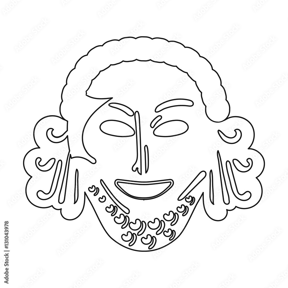 Vettoriale Stock Greek antique mask icon in outline style isolated on ...
