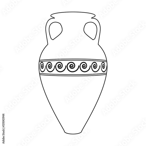 Greece amphora icon in outline style isolated on white background. Greece symbol stock vector illustration.