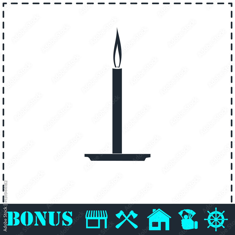 Candle icon flat Candle icon flat