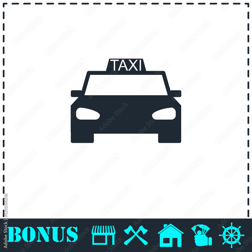 Obraz premium Taxi car icon flat