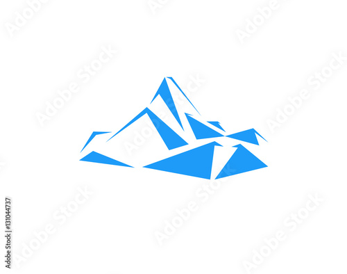 Mountains peak (Everest) logo.  Triangles art. Can be used as sports badge, emblem of mineral water, tourism banner, travel icon, sign  ...