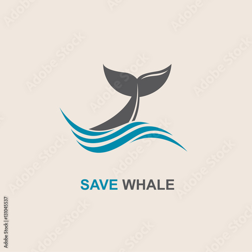 design with abstract symbol of whale and sea wave