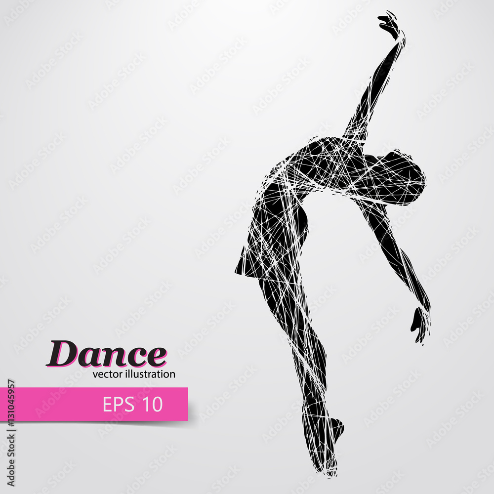 Fototapeta premium Silhouette of a dancing girl. Dancer woman.