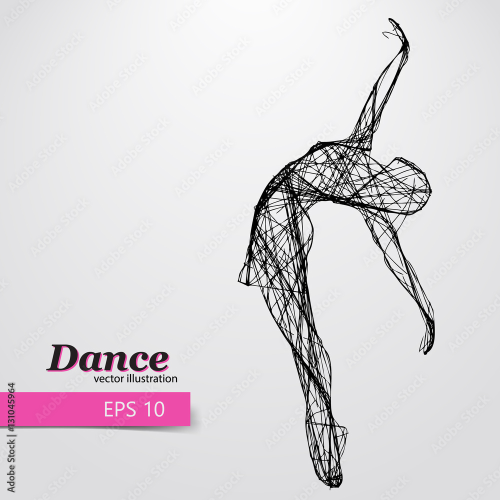 Fototapeta premium Silhouette of a dancing girl. Dancer woman.