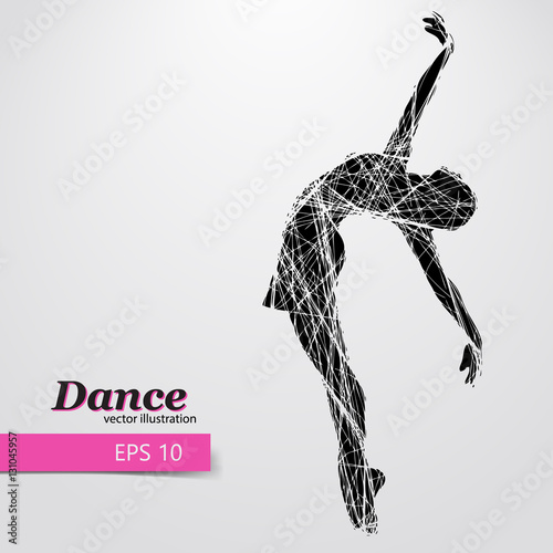 Silhouette of a dancing girl. Dancer woman.