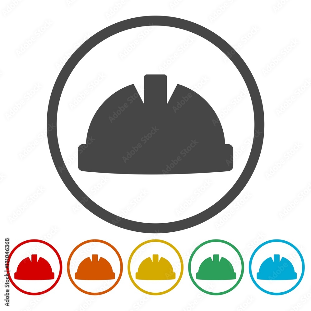 Safety worker hardhat icons set