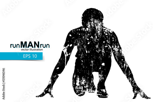 Silhouette of a running man.