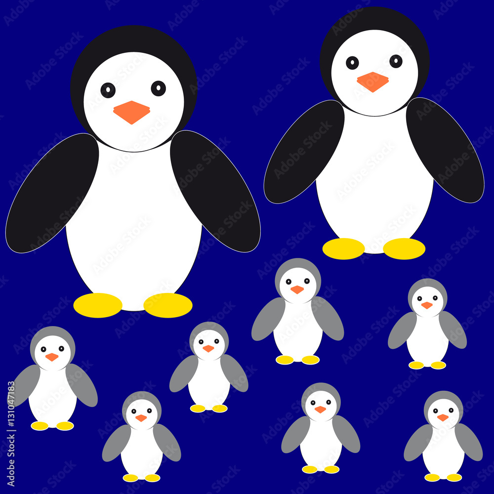 Fototapeta premium Penguins on blue background
