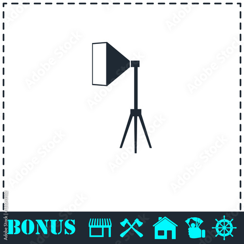 Studio lighting icon flat