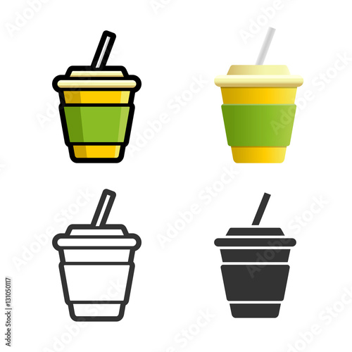 Cola carbonated soft drink vector cartoon, colored, contour and silhouette styles icon set. Tasty fast food unhealthy drink. Isolated dishes on white background.