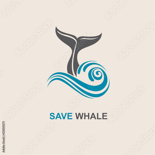 design with abstract symbol of whale and sea wave