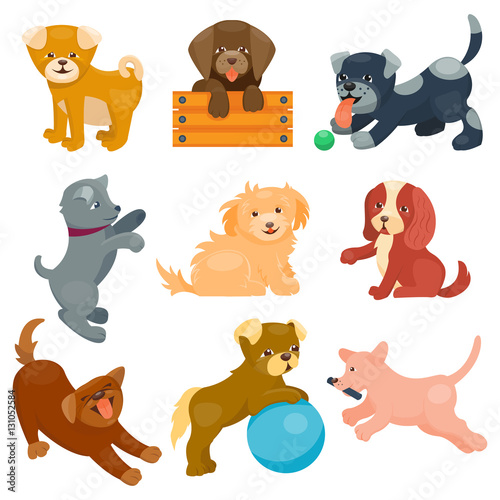 Vector illustration cute dogs characters.