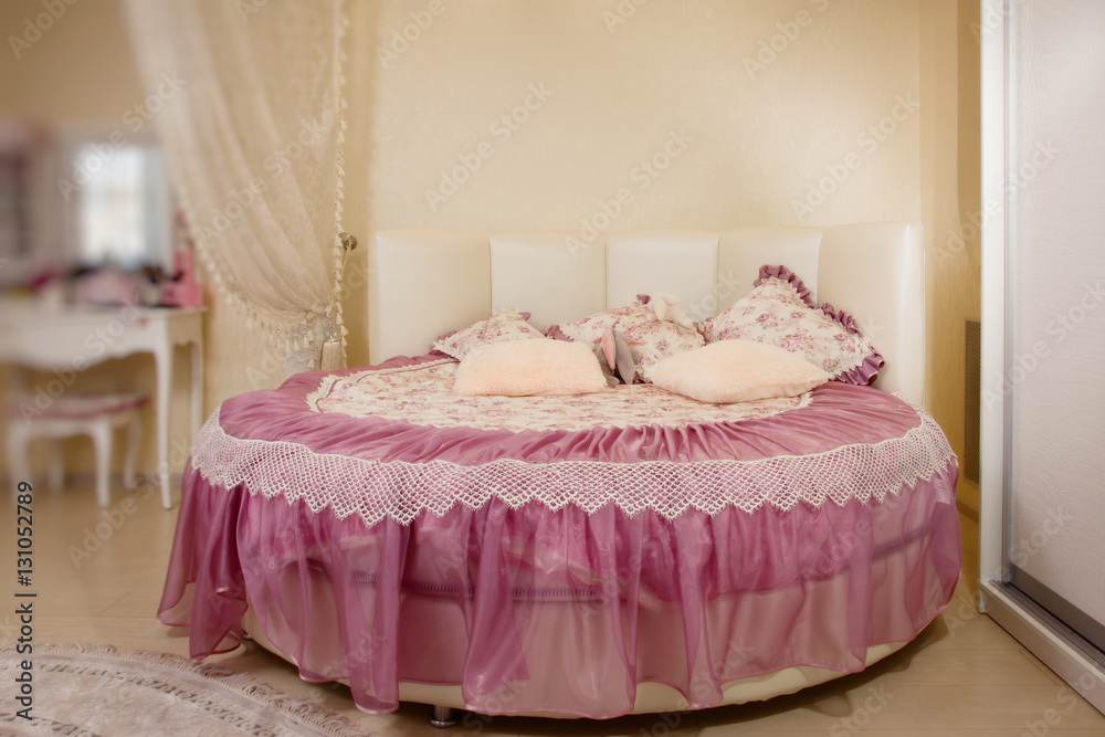Beautiful bedroom with a round bed Stock Photo Adobe Stock