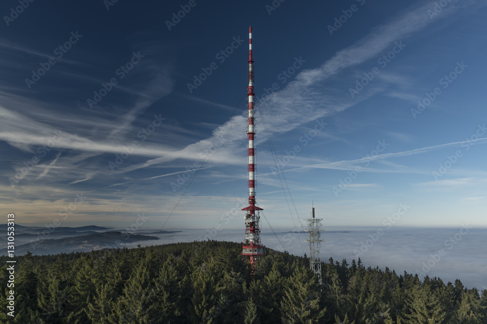 Klet mountain in winter sunny day