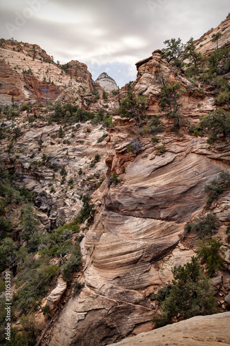 Layers upon layers of red rock peaks, Zion National Park, Utah