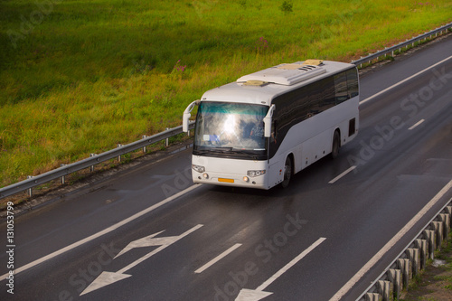 bus goes on country highway