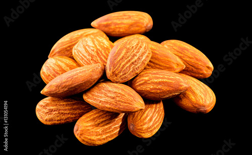 Almonds nut isolated on a black background.