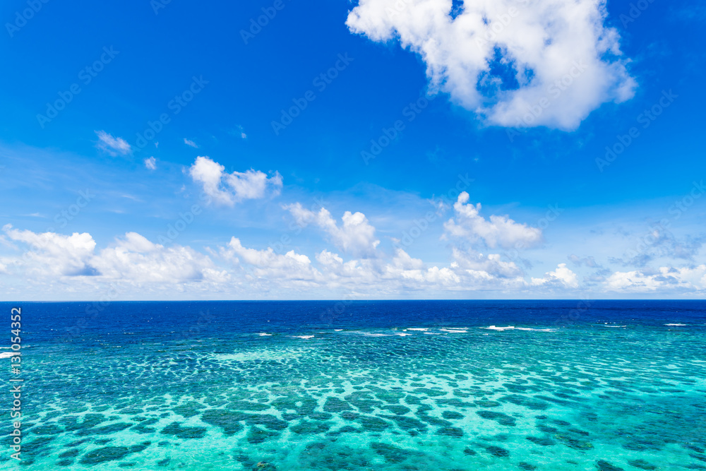 Obraz premium Sea, reef, landscape. Okinawa, Japan, Asia.