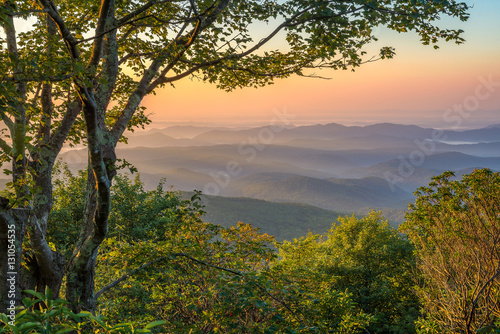 Blue Ridge Mountains, scenic sunrise, North Carolina