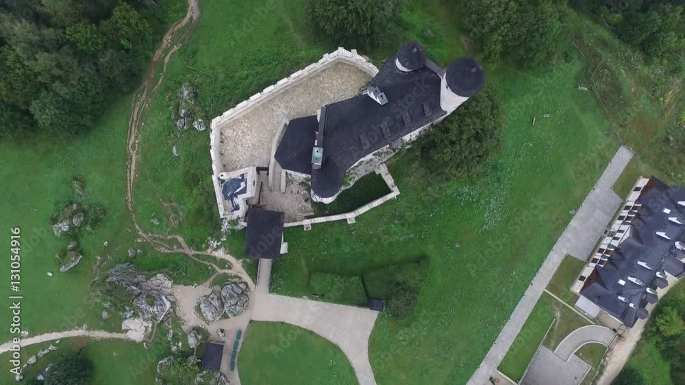 Bobolice Castle Poland aerial shot