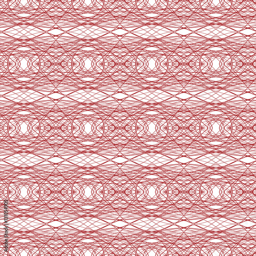 Seamless abstract guilloche ornament on white background. Elegant vector pattern illustration for invitations, banknotes, diplomas, certificates, tickets and other papers security or wrapping design 