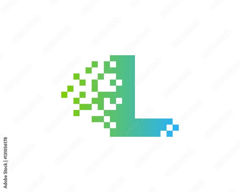 Letter L Digital Pixel Logo Design Template Element Letter L Digital Pixel Logo Design Template Element