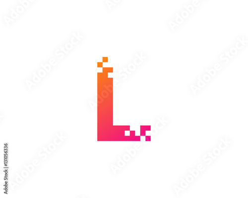 Letter L Pixel Logo Design Template Element