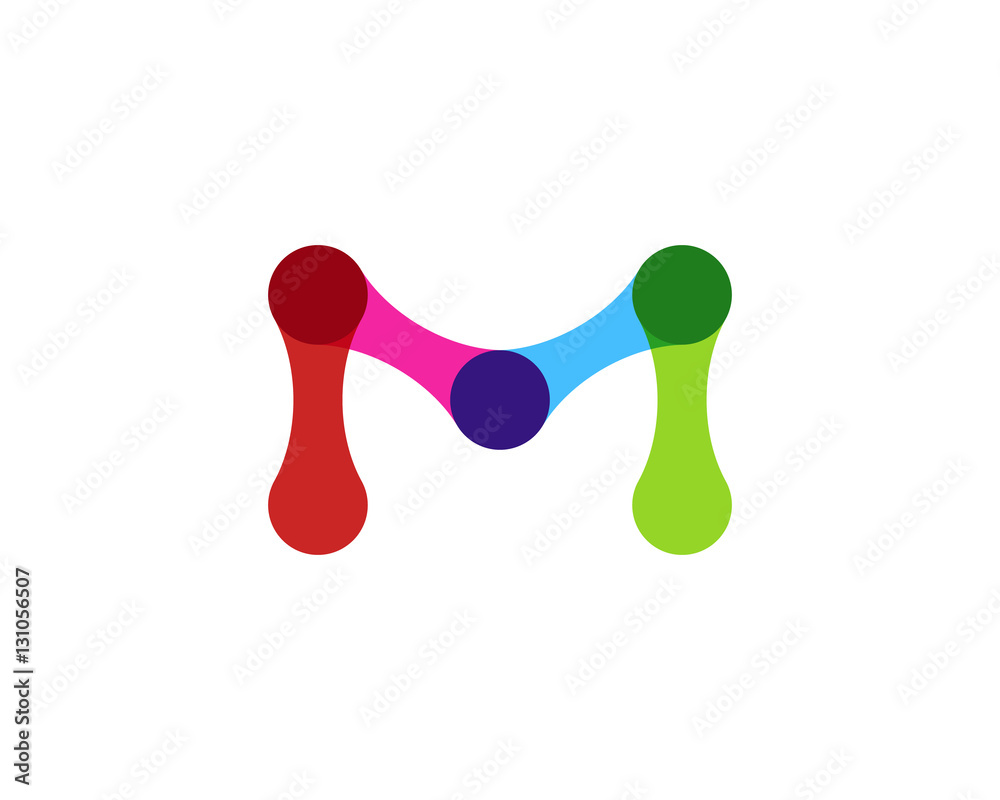 Letter M Chain Connect Logo Design Element Letter M Chain Connect Logo Design Element
