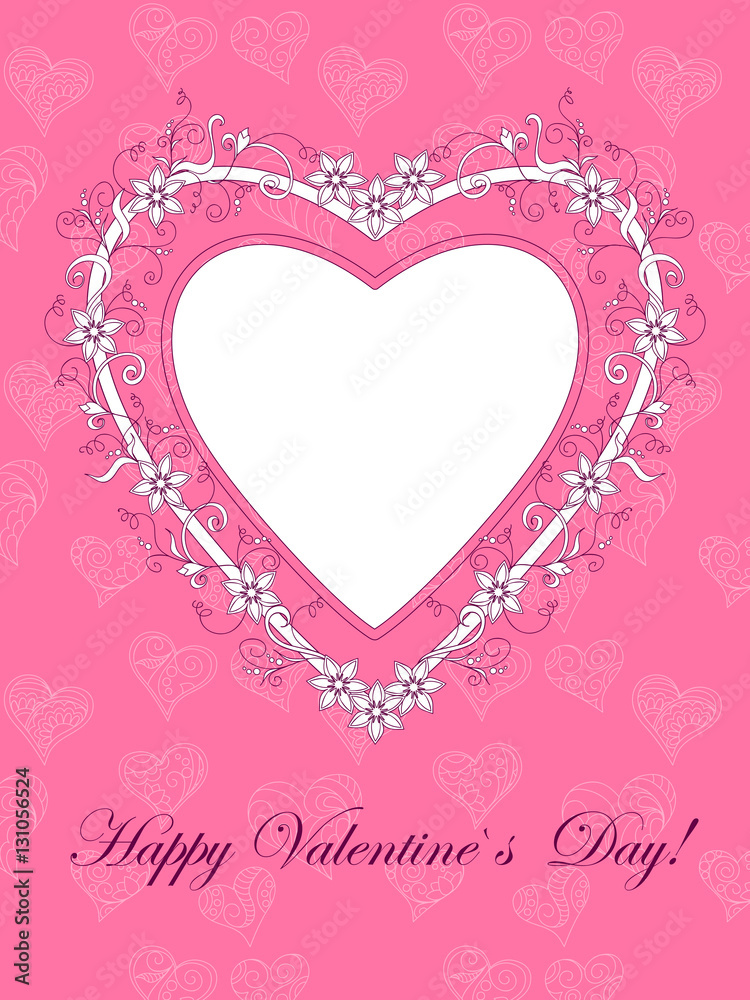 Pink Valentine card blank