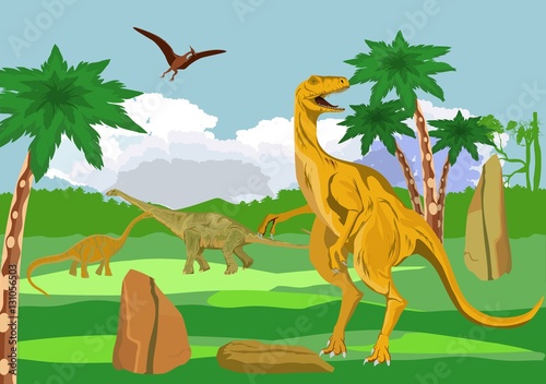 Dino world vector illustration.