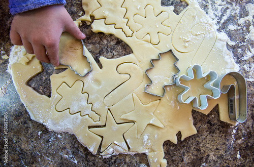 Overhead child making cookies photo