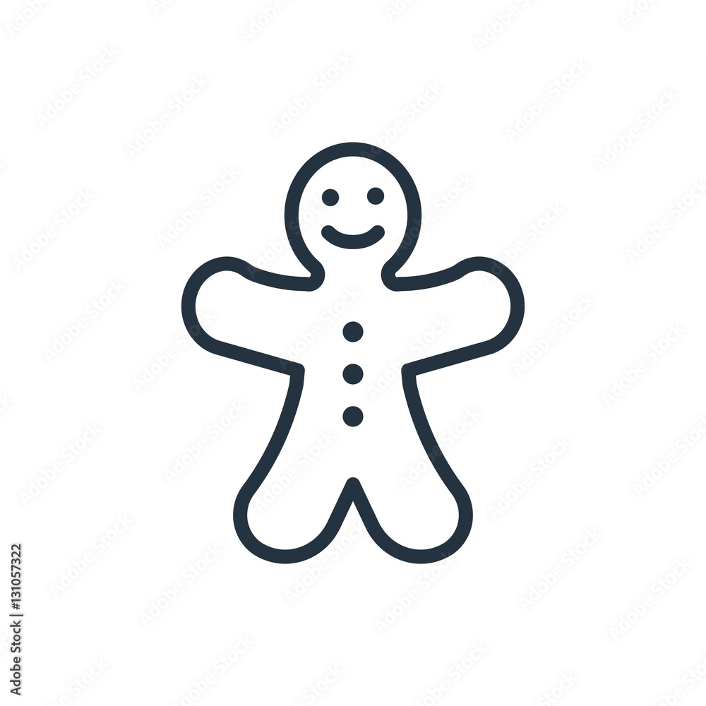christmas gingerbread line web icon on white background christmas gingerbread line web icon on white background
