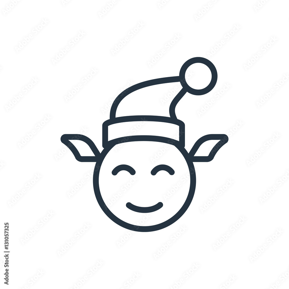 christmas santa elf line web icon on white background christmas santa elf line web icon on white background