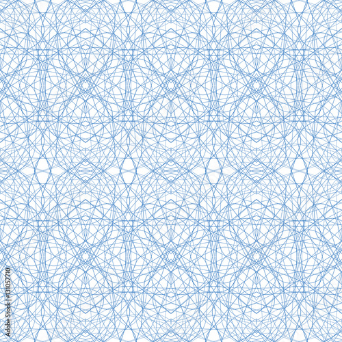 Seamless abstract guilloche ornament on white background. Elegant vector pattern illustration for invitations, banknotes, diplomas, certificates, tickets and other papers security or wrapping design 