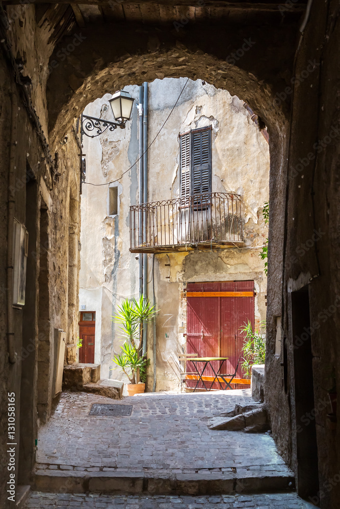 picturesque archway in Fayence, France