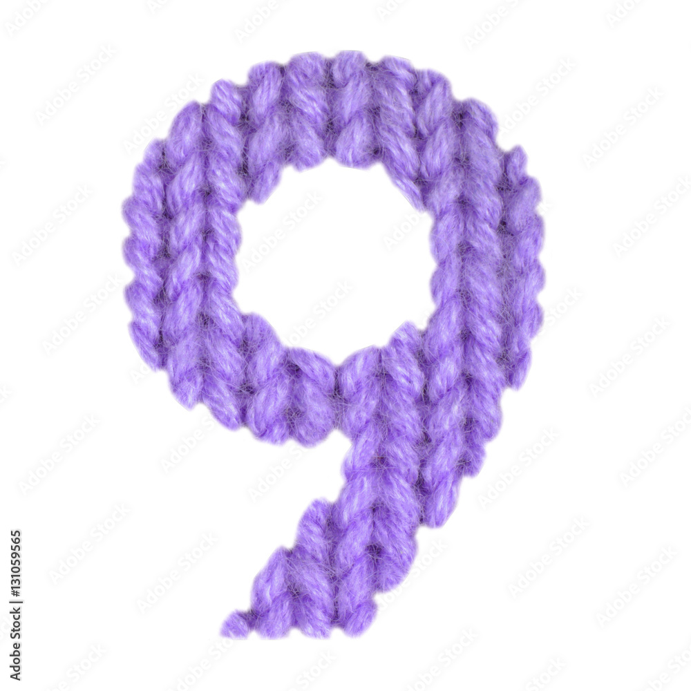 Number 9 (nine) alphabet, color purple