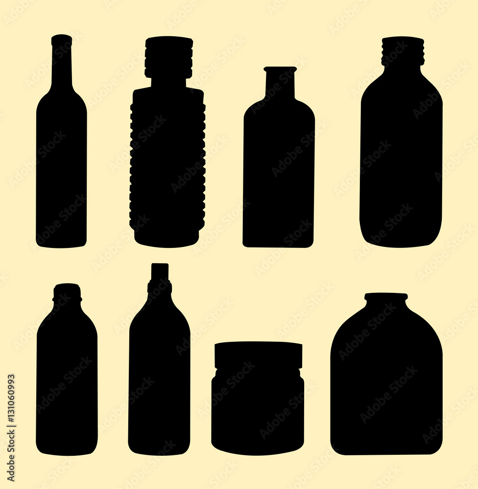 Old bottles silhouette. 
