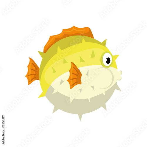 sea blowfish cartoon icon vector illustration graphic design